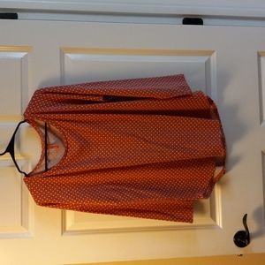 PaoLino Dusty Rose w/White Polkadot Long-Sleeve Pajama Top Size XL